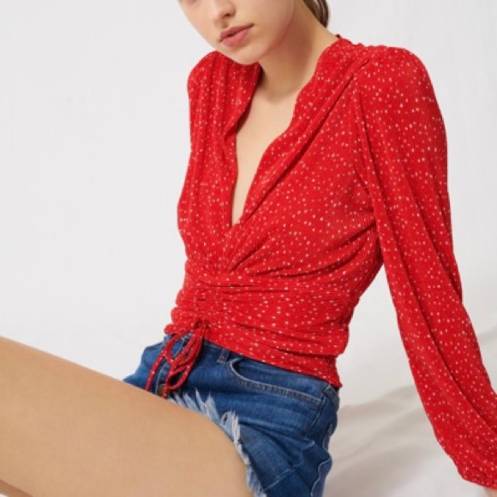 Maje Plissé Ruched Top